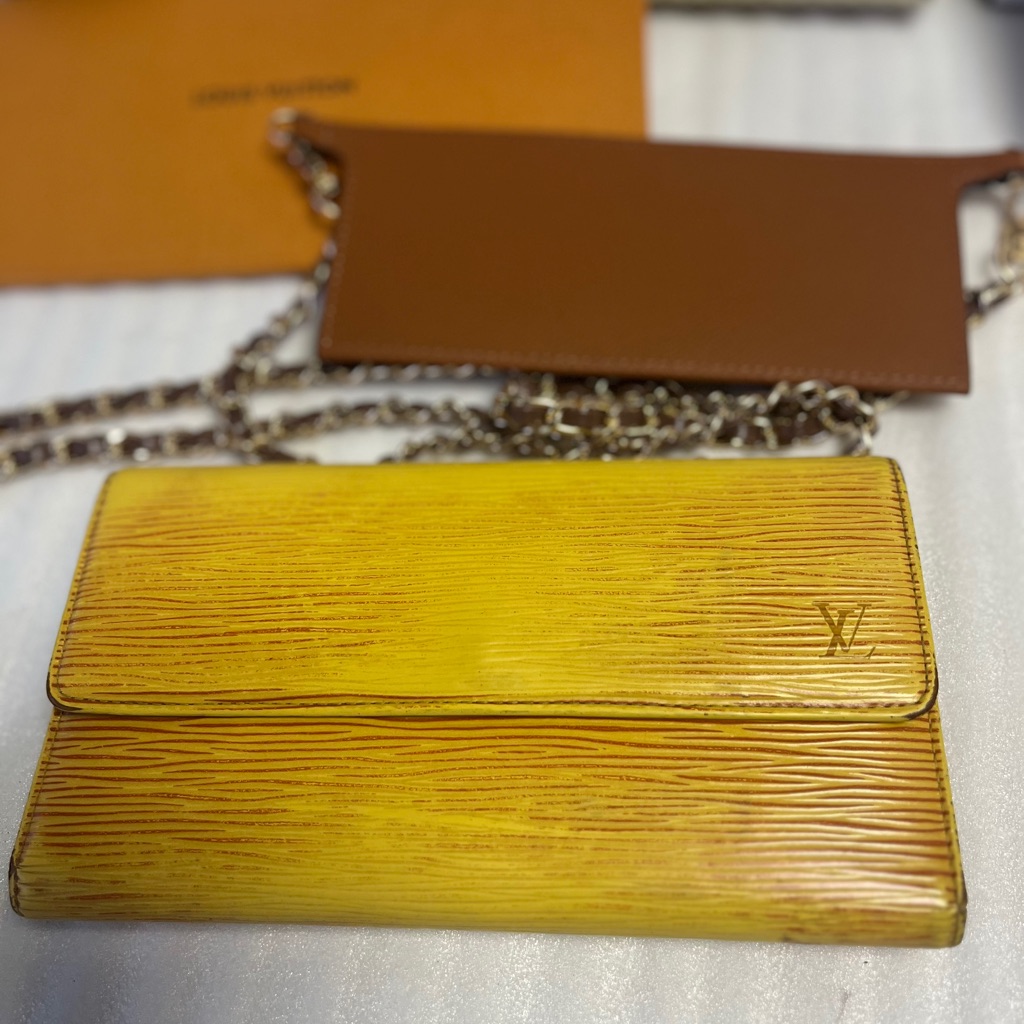 Louis Vuitton Yellow Epi Wallet Yellow Purple Lv Epi Leather Wallet
